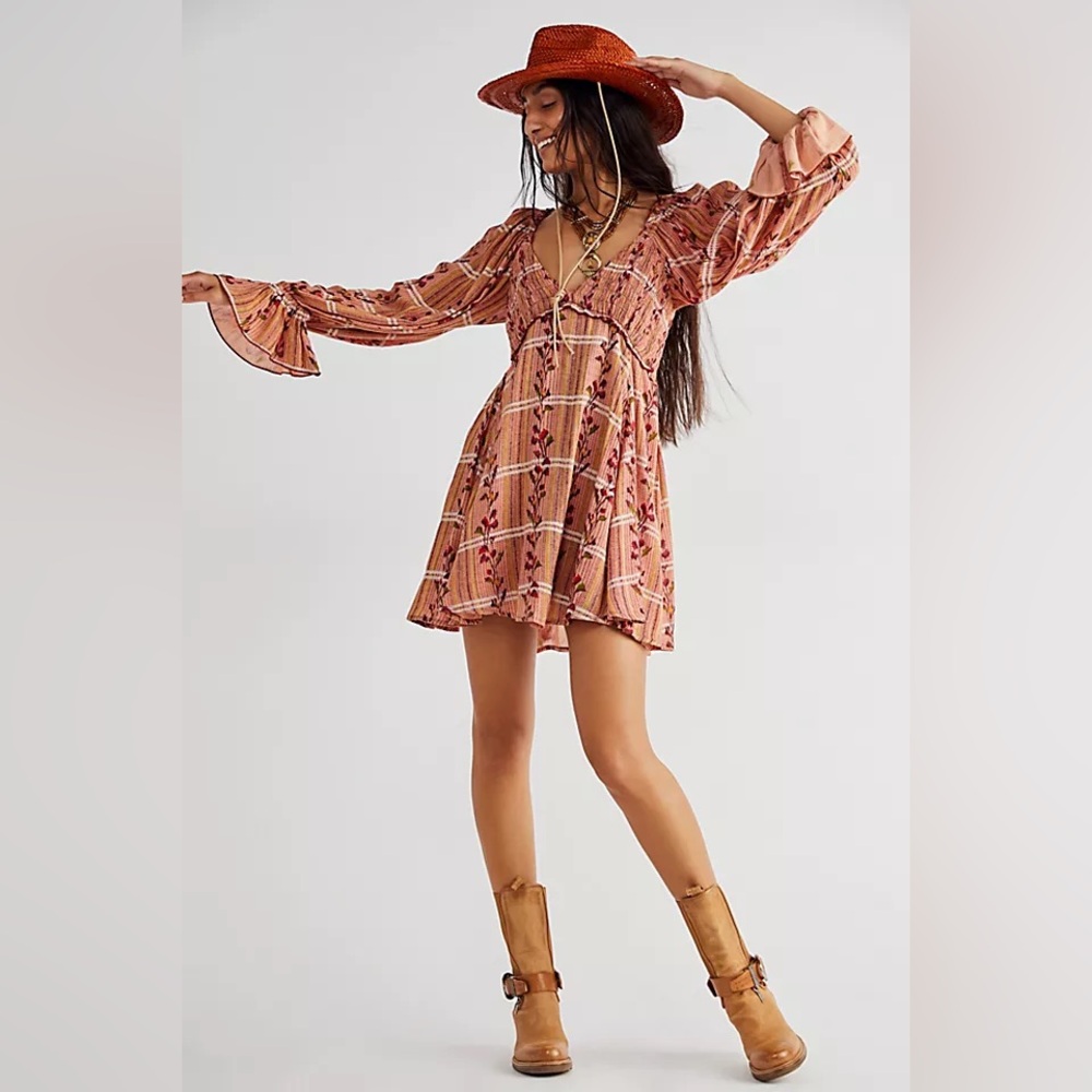 Free People Pink Floral Mini Dress